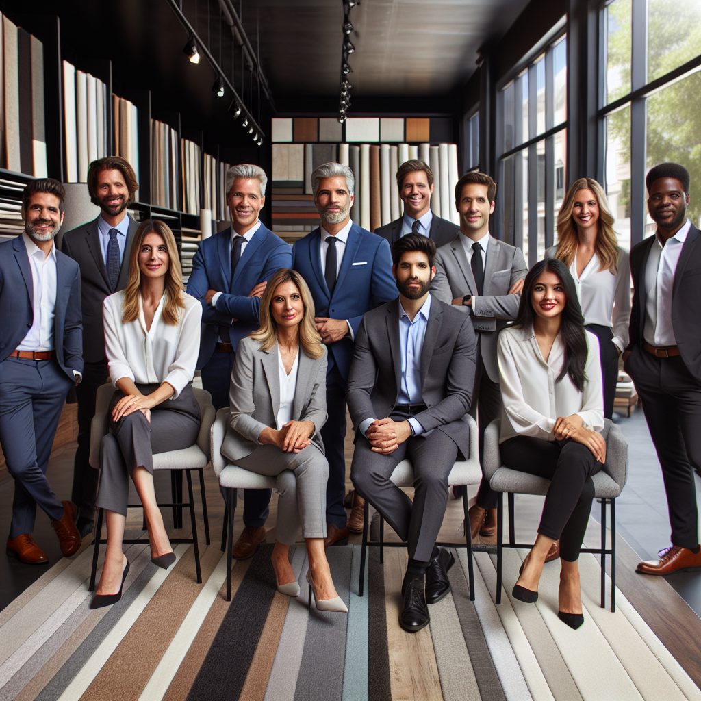 Property management team professionals in modern office setting